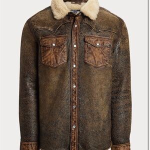 Polo Ralph Lauren Leather Trim Shearling Western Jacket S